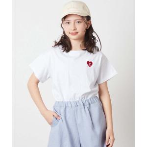 tシャツ Tシャツ キッズ 「160」ハートワッペン半袖Tシャツ