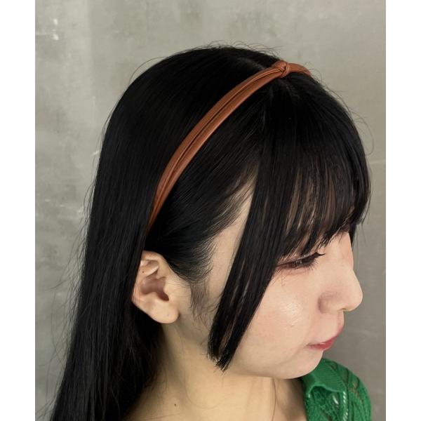 カチューシャ フェイクレザー 結び目 2連カチューシャ