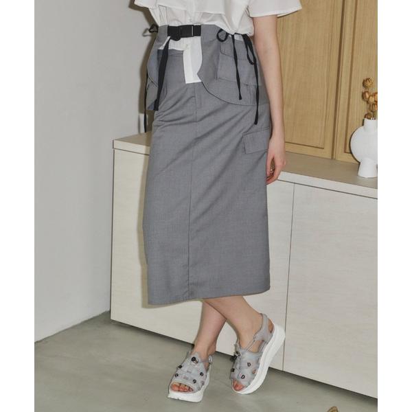 スカート utility pocket belt skirt/マルチウェイベルト付きナロースカート「...