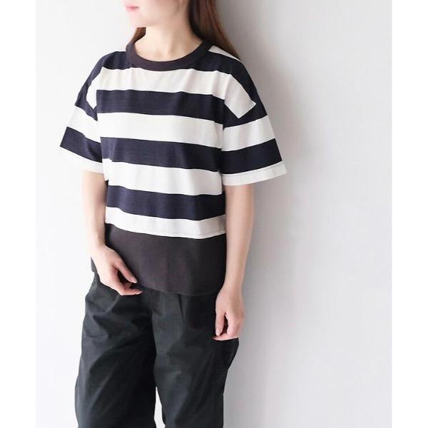 tシャツ vent blanc/ヴァンブランカノコボーダー デザインプルオーバー レディース