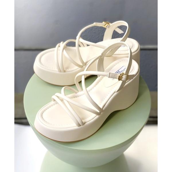 サンダル 「R＆E」コードクロスストラップ厚底ウェッジソールサンダル レディース