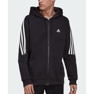 「adidas」 ジップアップパーカー SMALL ブラック メンズ