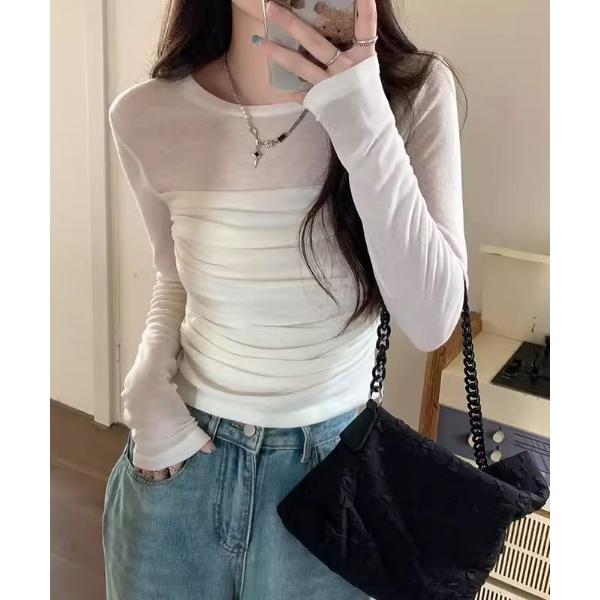 tシャツ シアードレープトップス レディース