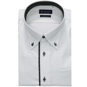 メンズ 超形態安定ノーアイロン ボタンダウン 半袖ビジネスワイシャツ（大きいサイズ）