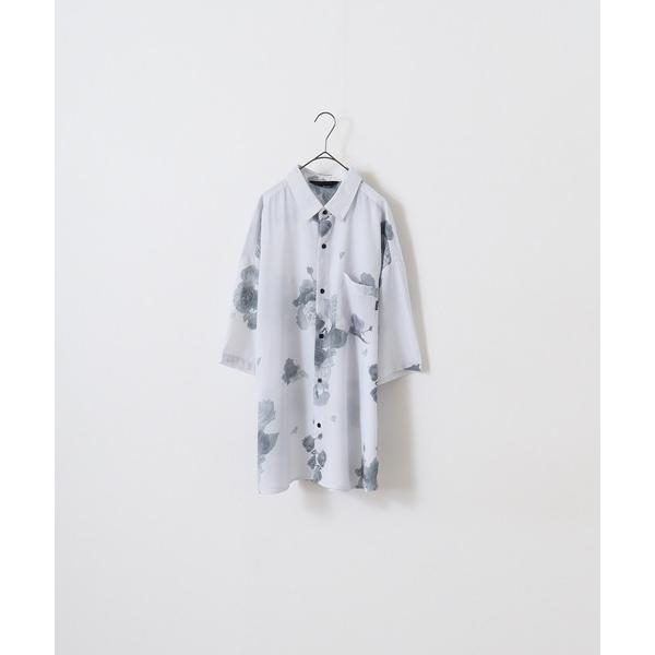 シャツ とろみシルクタッチ ルーズシルエット 総柄 半袖シャツ メンズ レディース