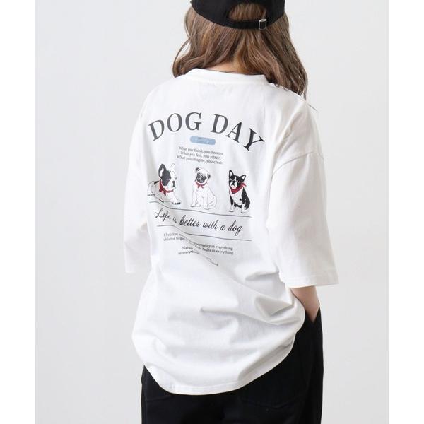 tシャツ 天竺 DOGバックプリント 半袖Tシャツ メンズ レディース
