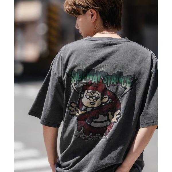 tシャツ 「SIDEWAY STANCE」ピグメント加工 プリント 半袖Tシャツ メンズ レディース