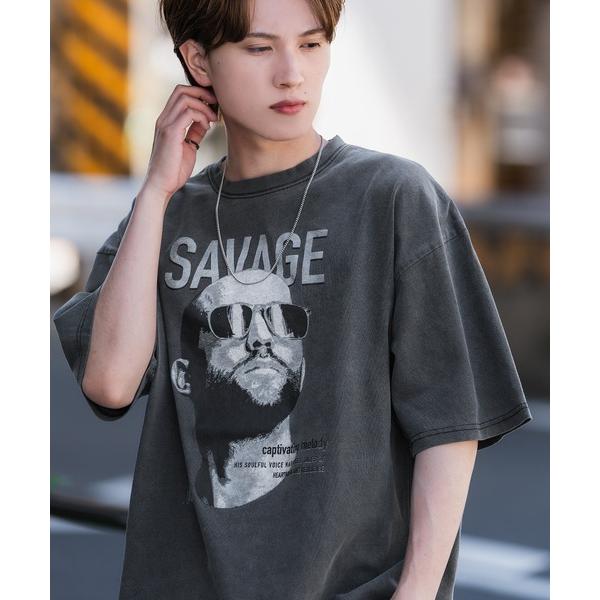 tシャツ 「SIDEWAY STANCE」ピグメント加工 プリント 半袖Tシャツ メンズ レディース