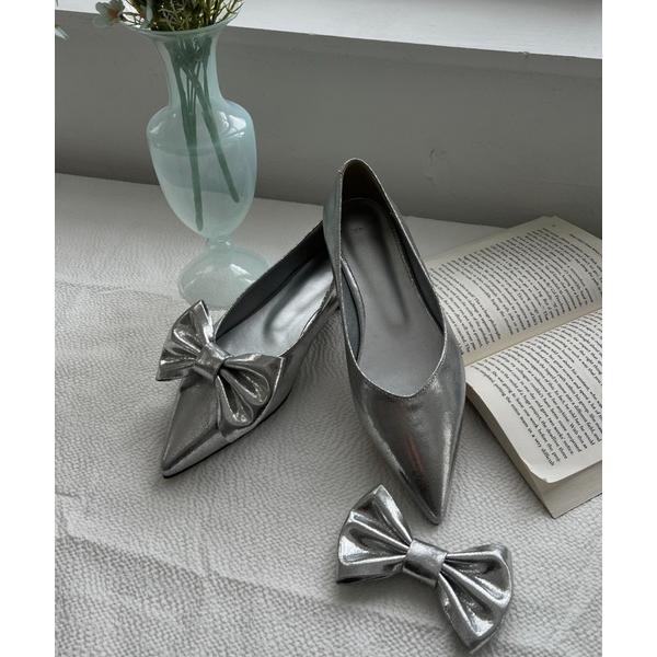 パンプス ビッグリボンサテン2WAYパンプス