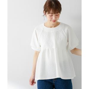 ブラウス シャツ ふくれジャガード半袖ブラウス レディース