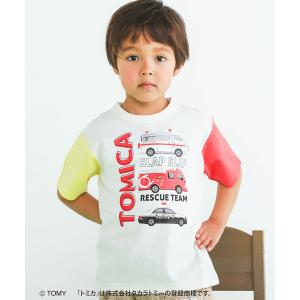 tシャツ Tシャツ キッズ 「トミカ×SLAPSLIPコラボアイテム」 救急車消防車パトロールカープリントTシャツ (90~120cm)の商品画像