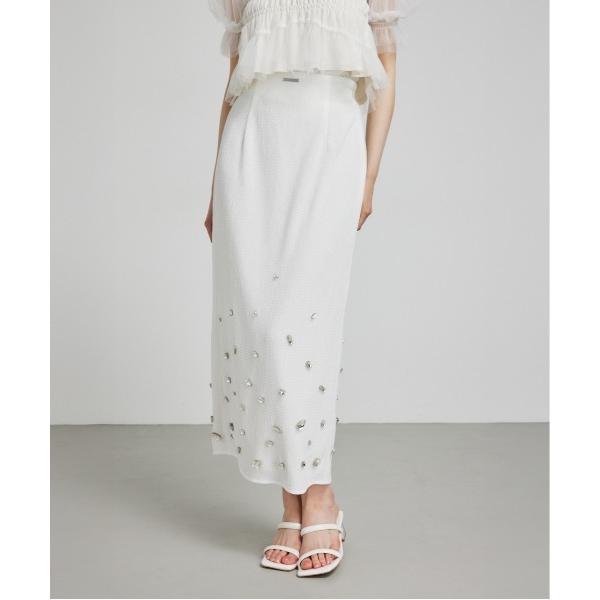 スカート ビジューヘムタイトスカート