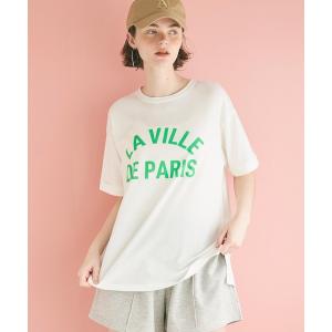 tシャツ Tシャツ レディース ロールアップ袖サイドスリットロゴTシャツ｜zozo