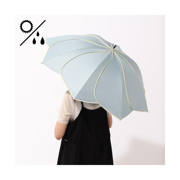 傘 「遮光率・UVカット率99％生地使用」バイカラーパイピング 長傘 50cm グリーン　日傘 雨傘...