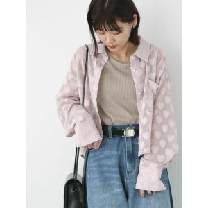 シャツ ブラウス レディース ハート柄ショート丈シアーシャツ｜ZOZOTOWN Yahoo!店