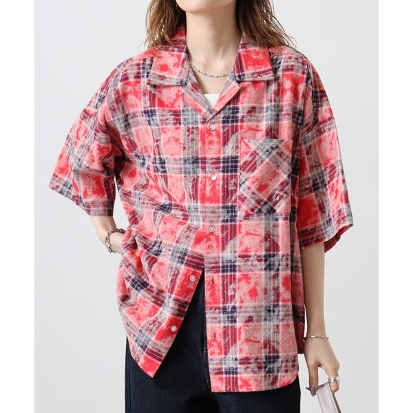 シャツ USED加工チェック オープンカラー 半袖シャツ メンズ レディース