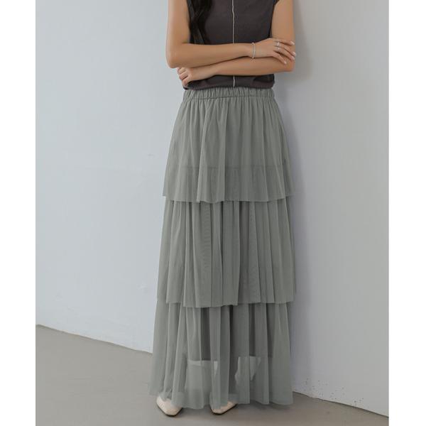 スカート ティアードチュールフリルスカート