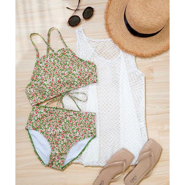 水着 メッシュトップス 付き ハイネック ビキニ 水着 レディース レディース