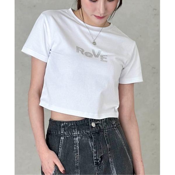 tシャツ 半袖 ラインストーンクロップドTシャツ レディース