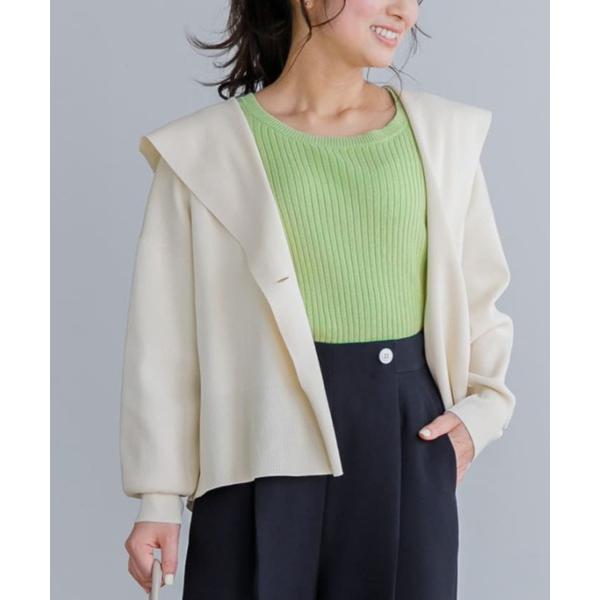 コート アウター バックタックフォルムニットフーディー「低身長・小柄女性」 レディース