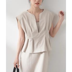 ワンピース SET2点ヘリンボーンベスト+キャミドレ