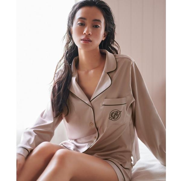パジャマ ルームウェア サテンシャツ　ロングスリーブセット パジャマ レディース
