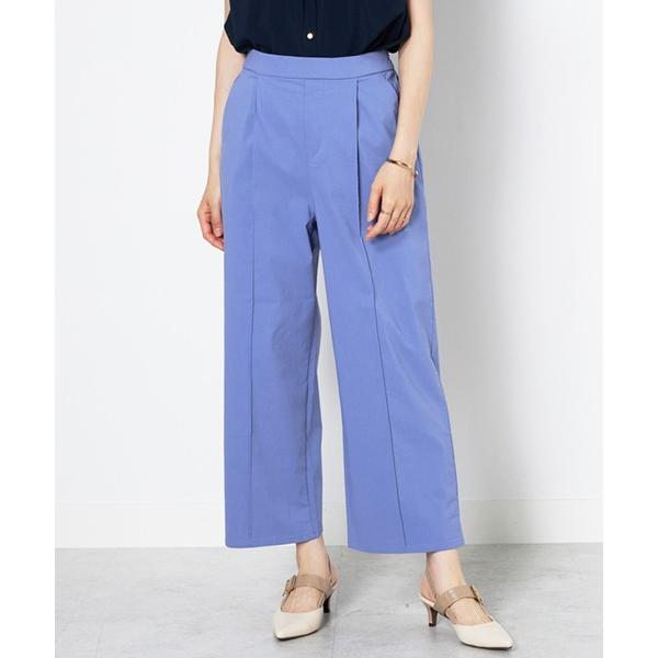 パンツ 麻入りストレッチタックワイドパンツ６０丈 レディース