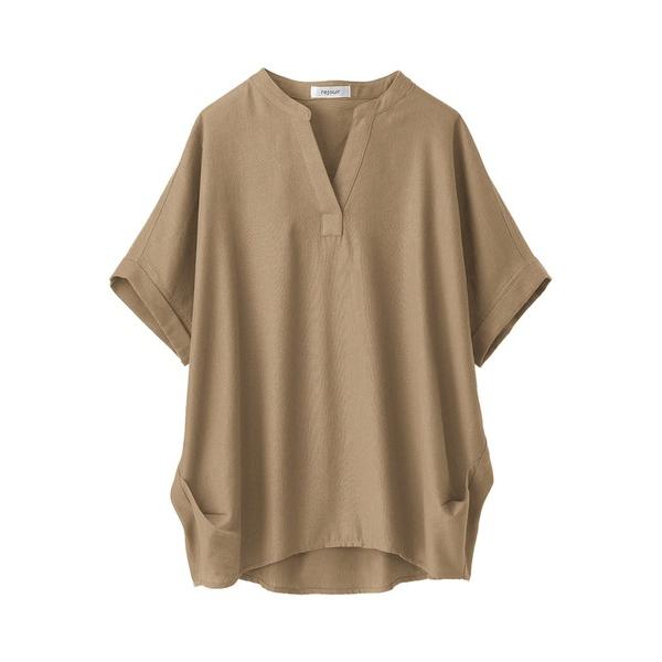 チュニック リネン混スキッパーデザインシャツ
