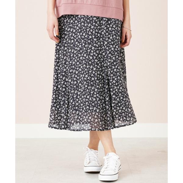 スカート シフォン素材プリント使いスカート