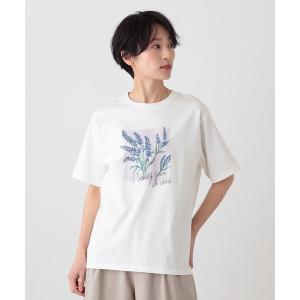 tシャツ Tシャツ レディース フラワーTシャツ/ラベンダー