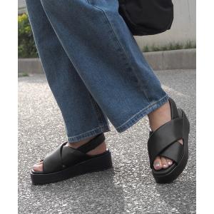 サンダル 厚底クロスパフサンダル レディース