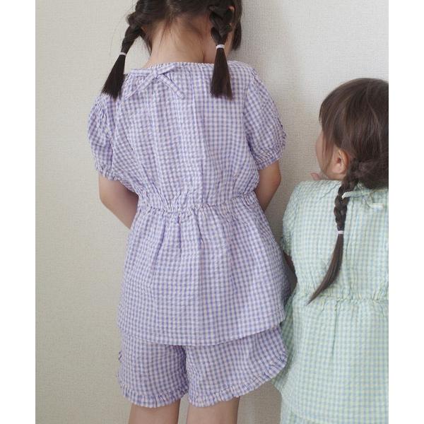 セットアップ 「半袖・上下セット」カラーギンガムサマーセットアップ キッズ 子供服 女の子