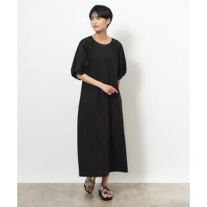 ワンピース ボリュームスリーブフハクドッキングワンピース「洗濯機洗い可」