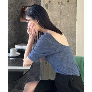 tシャツ ハーフスリーブリブトップス（カップ付き） レディース