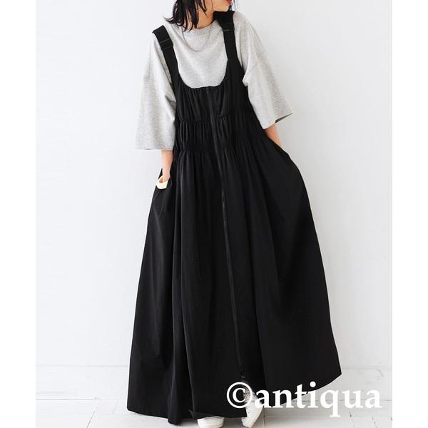 「antiqua」 サロペットスカート FREE ブラック レディース