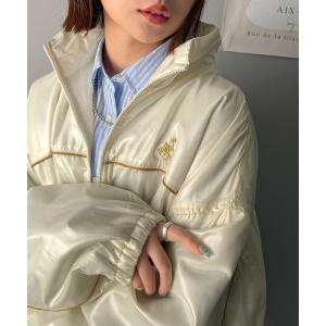 ブルゾン アウター 旬なスポーティMIXに。軽量胸刺繍×配色パイピングハーフジップブルゾン レディース｜ZOZOTOWN Yahoo!店