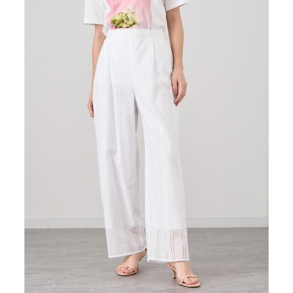 パンツ 「セットアップ対応商品」レース刺繍タックパンツ レディース