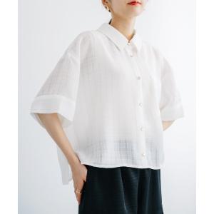 シャツ ブラウス 「ANNA LUNA」透け感のあるチェック柄が爽やかなクロップドシャツブラウス！ レディース