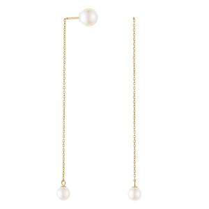 ピアス 淡水パール ダブルキャッチ チェーンピアス レディース