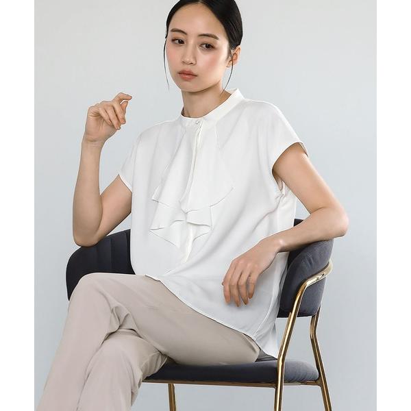 ブラウス シャツ フリルタイ半袖ブラウス オフィス ビジネス フォーマル セレモニー 卒業式 卒園式...