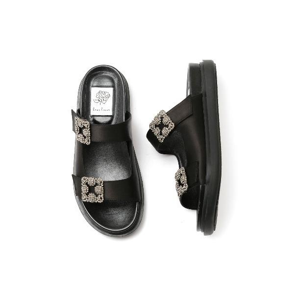 サンダル フラット ダブルベルトサンダル レディース