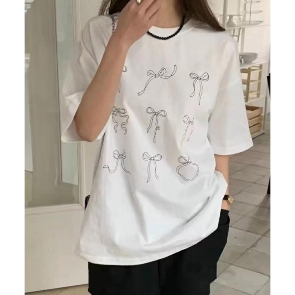 tシャツ ribbon design tee レディース
