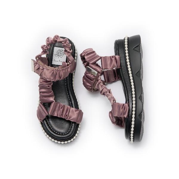 サンダル パールソール シャーリングベルト サンダル レディース