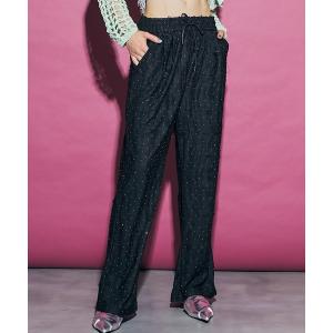 パンツ レディース Rhinestone Damage Easy Pants / ラインストーンダメージイージーパンツ「uyu./ウユ」｜ZOZOTOWN Yahoo!店