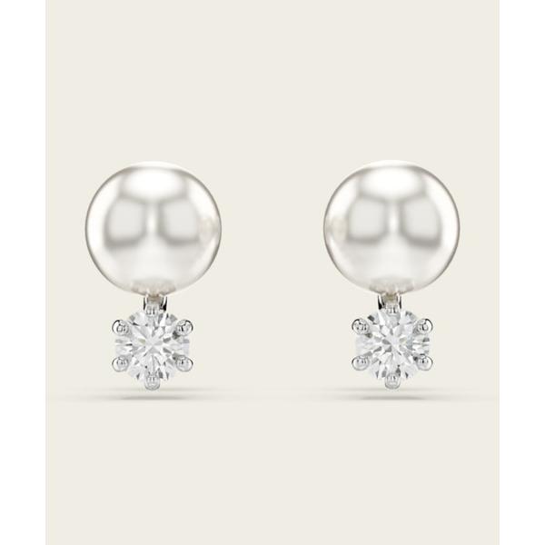 ピアス 「公式」「スワロフスキー」Matrix スタッドピアス， クリスタル・パール， ラウンドカッ...