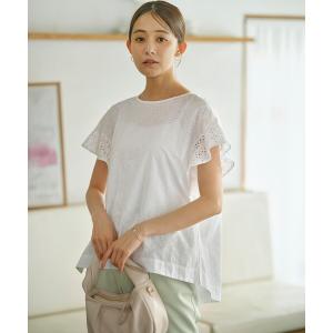 極美品♪ビアズリー レース裏毛チュニック 変形ブラウス 切替 刺繍 近年 組曲（KUMIKYOKU） ブラウス シャツ エンブロイダリーレース
