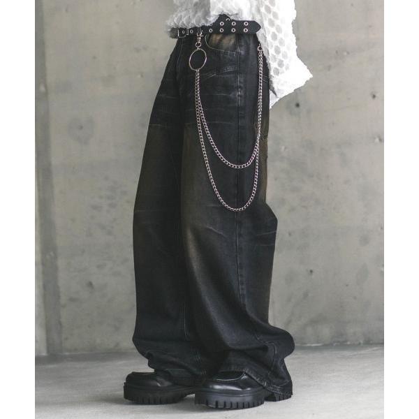 ワイドパンツ ジーンズ ヴィンテージブラウンウォッシュワイドデニムパンツ メンズ レディース