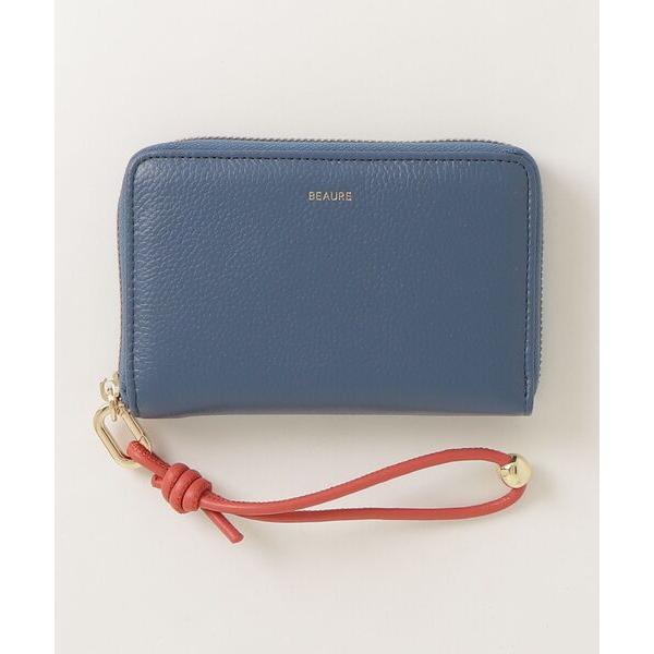 財布 「BEAURE/ビュレ」カウレザー　ハンドストラップ付きバイカラーラウンドB7ウォレット レデ...