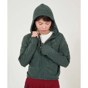 パーカー アイレット柄 ニットフーディー TINA：JOJUN レディース