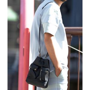 ショルダーバッグ バッグ メンズ mko12058-Flap pocket design drawstring bag 巾着 ミニバッグ｜zozo